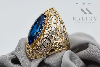 Anneau Style vintage Saphir Or jaune 14 carats vrc090y